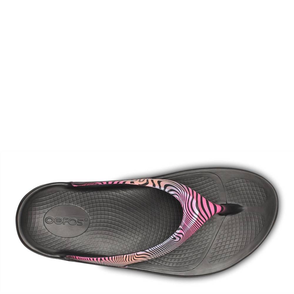 NEW OOFOS women's oolala limited sandal in disco zebra - Picture 6 of 8
